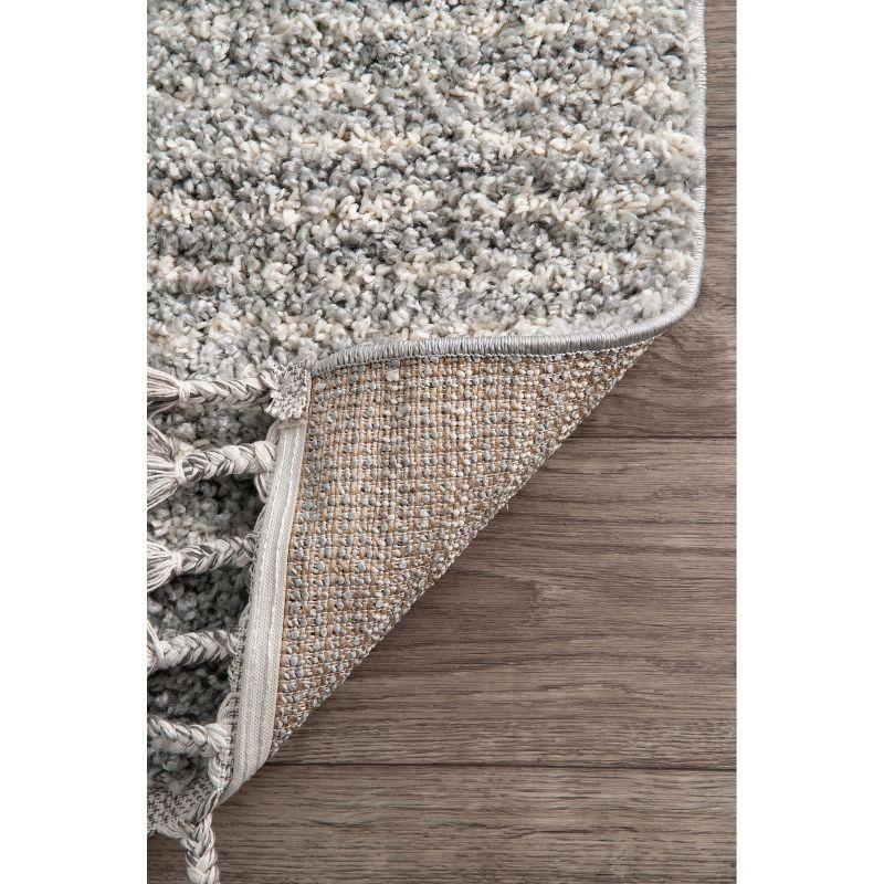 Gray Diamond Braided Shag 4' x 6' Synthetic Area Rug