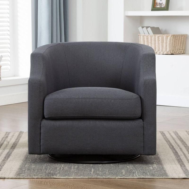 Infinity Ashen Gray Polyester Swivel Barrel Accent Chair