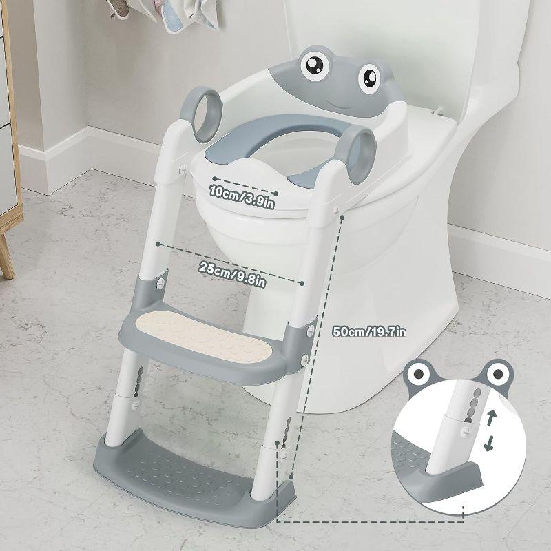 Wrought Studio™ Potty Training Seat, with Step Stool Ladder for Toddlers, Anti-Slip Safe Pads Adjustable Height Legs