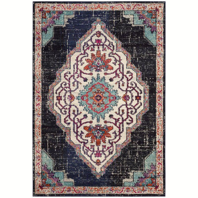 Monaco MNC254 Power Loomed Indoor Area Rug - Black/Blue - 6'7"x9'2" - Safavieh