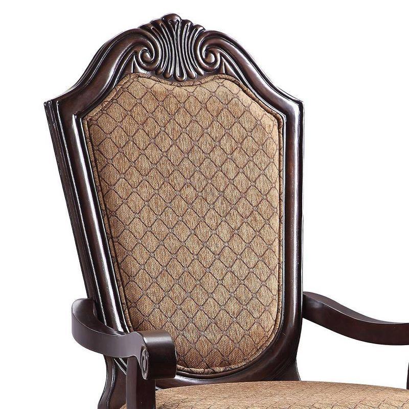 Espresso Floral Wood 29" Accent Dining Chair with Arm Rest