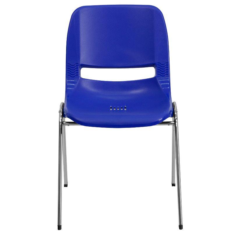 Navy Plastic and Chrome 16'' Ergonomic Shell Stack Chair