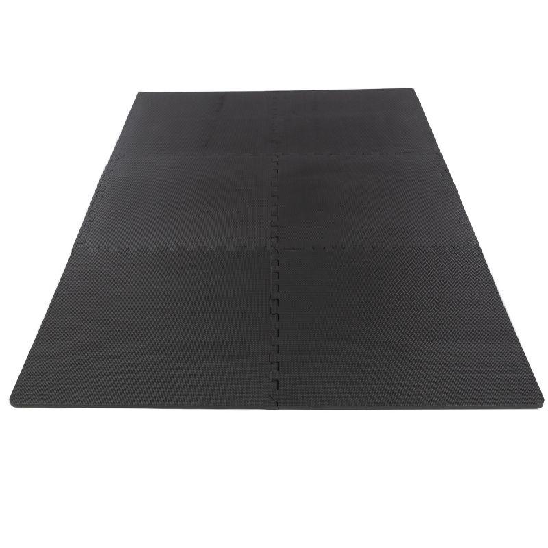 Fleming Supply Interlocking Foam Floor Tiles - 24" x 24", Black, Pack of 6