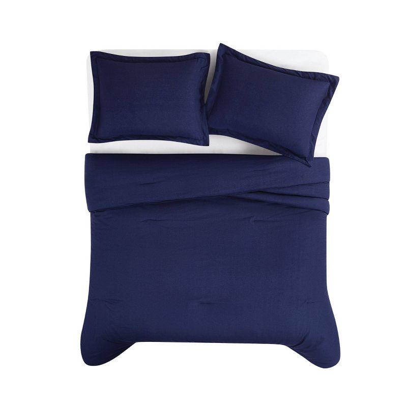 Brooklyn Loom 3pc King Flax Linen Comforter Set Navy Blue