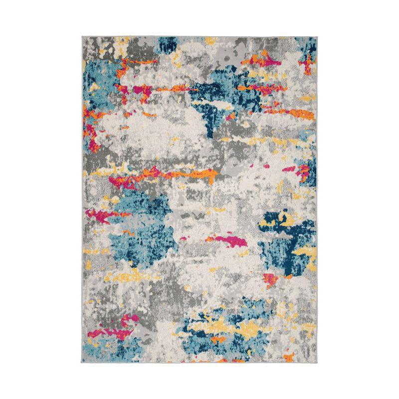Reversible Multicolor Abstract Synthetic 5' x 7' Area Rug