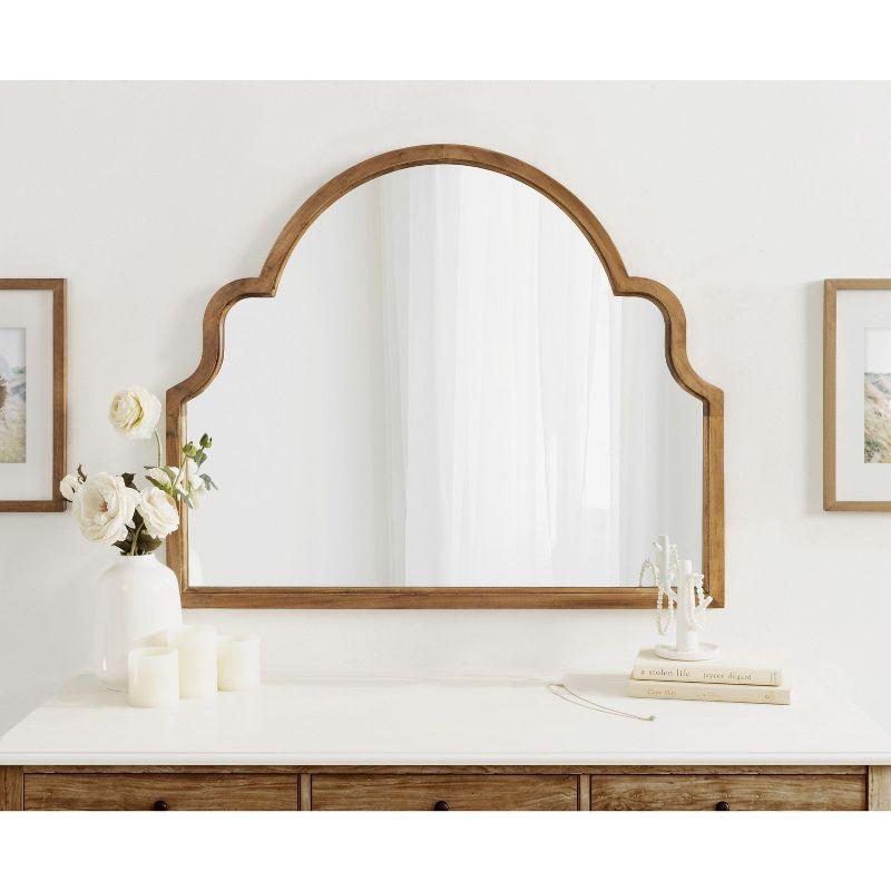 Kate and Laurel Hogan Wood Arch Mirror, 36x30, Rustic Brown