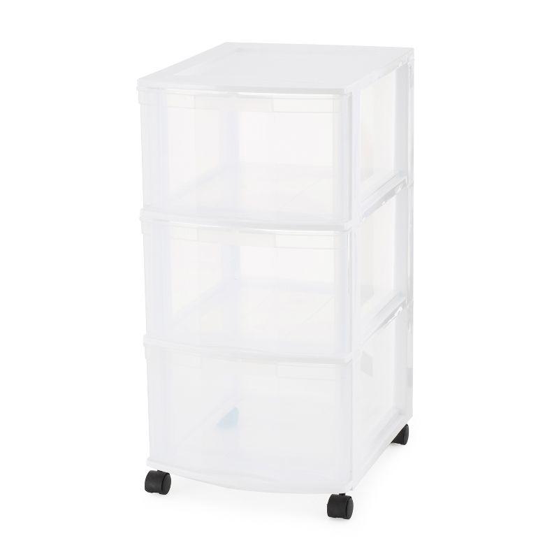 Gracious Living 3-Drawer Organizer Cart, Plastic Drawer Storage for Home or Office, White