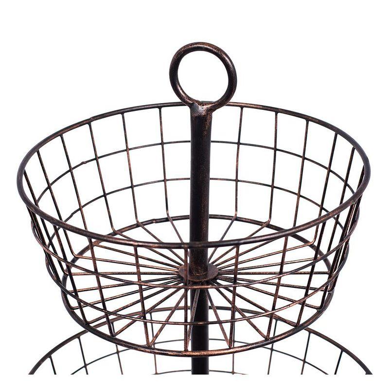 Black Metal 2-Tier Wire Fruit Basket