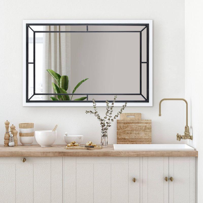 24" x 36" Audubon Rectangle Wall Mirror White - Kate & Laurel All Things Decor: Modern Style, No Assembly, MDF Frame