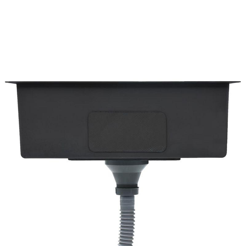 vidaXL Kitchen Sink with Strainer, Stainless Steel Top-Mount Sink, Fast Drainage, Anti-Corrosion