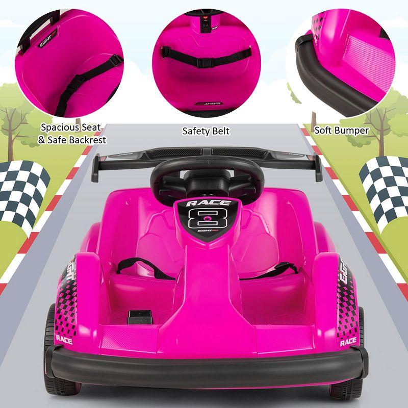 Costway 6V Electric Go Kart for Kids Electric Ride On Car w/ 2.4G Remote Control w/Soft Start Sound and Music Function Pink