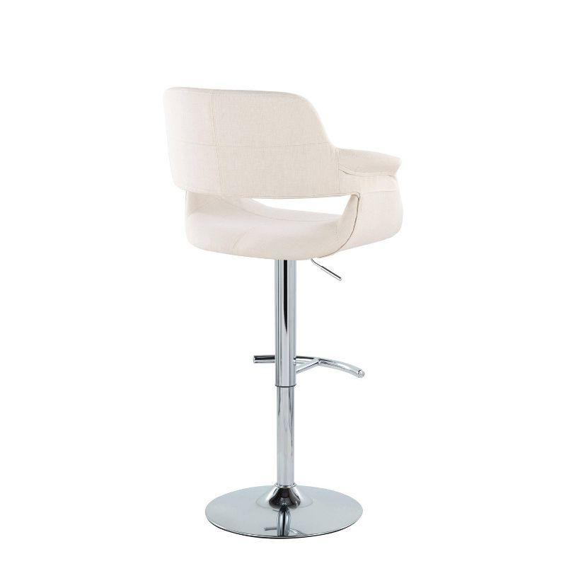 Set of 2 Vintage Flair Adjustable Barstools Chrome/Cream - LumiSource: Swivel, Upholstered, Steel Frame, Foam Fill