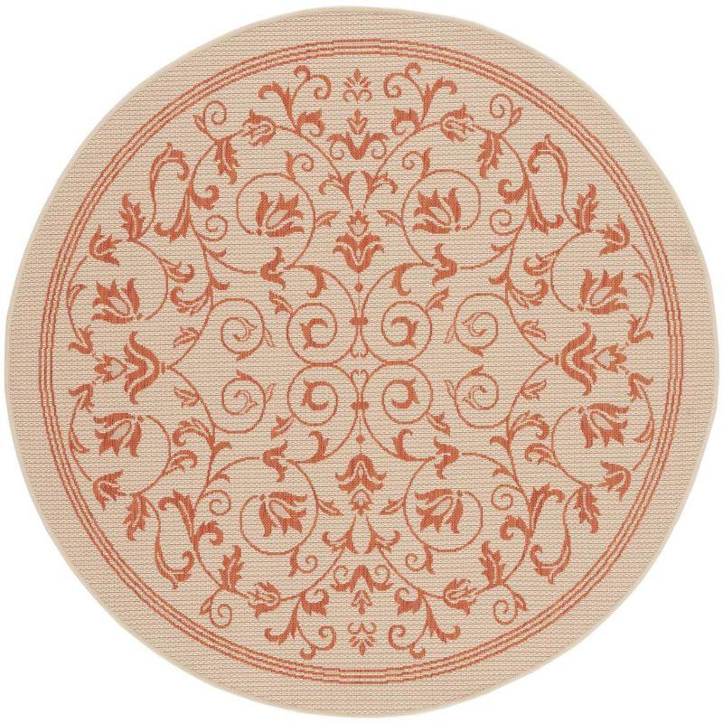 Courtyard CY2098 Power Loomed Indoor and Outdoor Area Rug - Natural/Terra - 7'10" Round - Safavieh