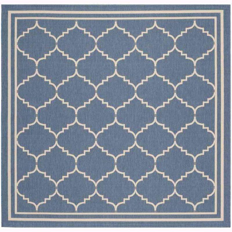 Courtyard CY6889 Power Loomed Indoor and Outdoor Area Rug - Blue/Beige - 6'7"x6'7" - Safavieh