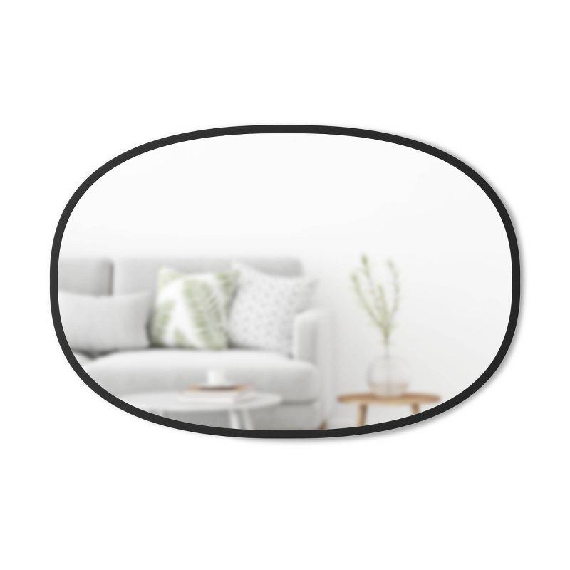 Modern Industrial Hub Oval Wall Mirror with Black Rubber Rim