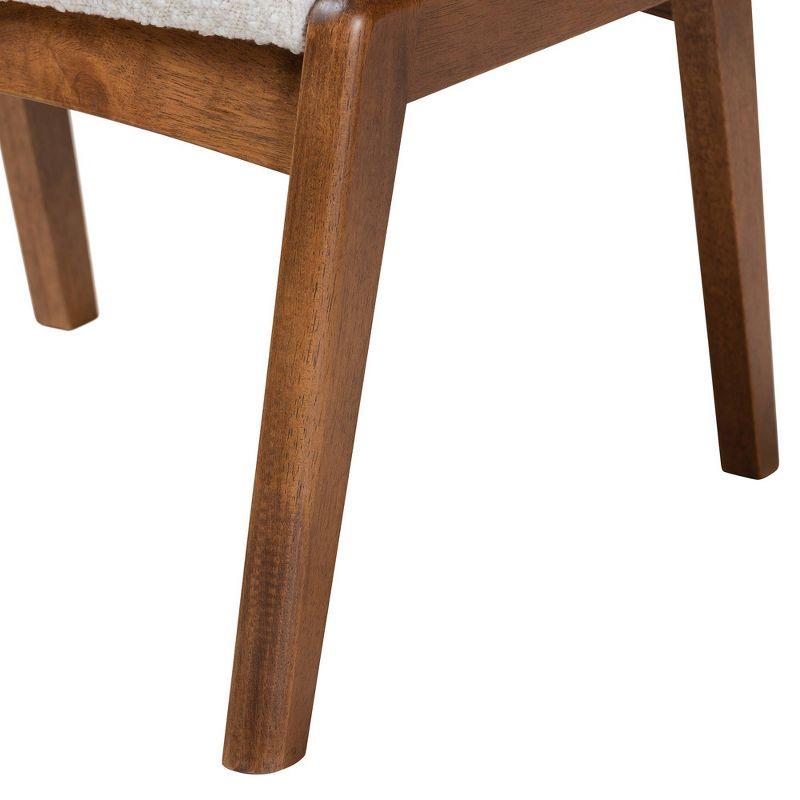 Roxy Boucle Upholstered and Wood Ottoman Footstool Off White/Walnut Brown - Baxton Studio: Mid-Century, Foam Padded, Retro Style