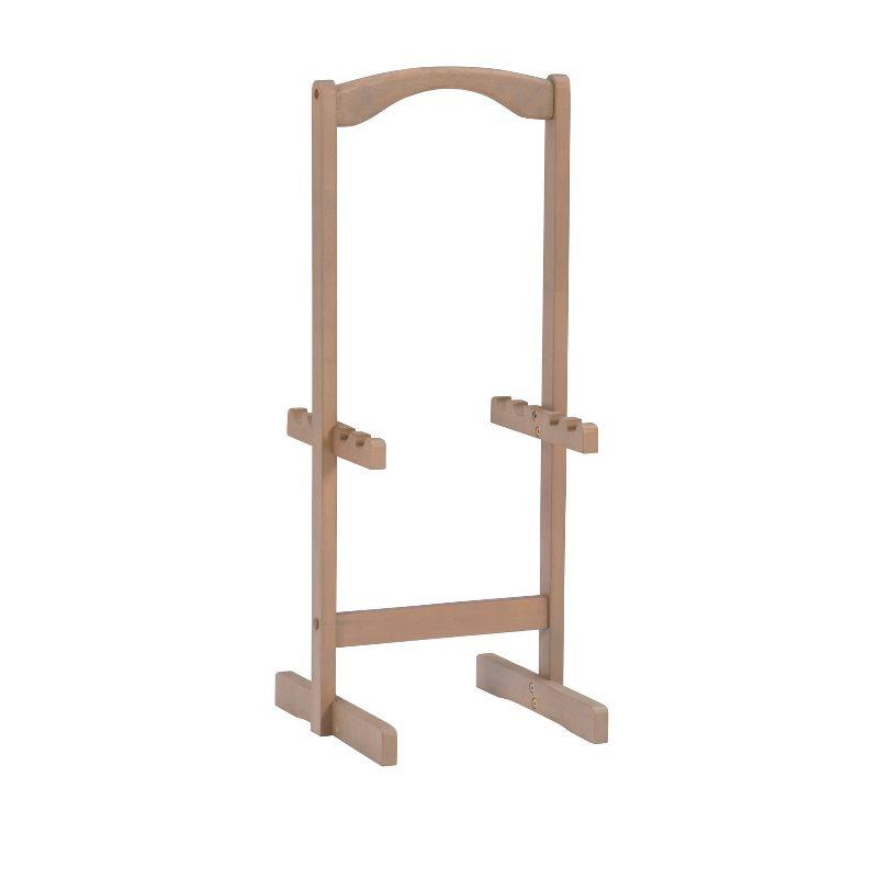 Linon 4pc Traditional Acacia Finish TV Tray Table Set with Storage Rack Gray