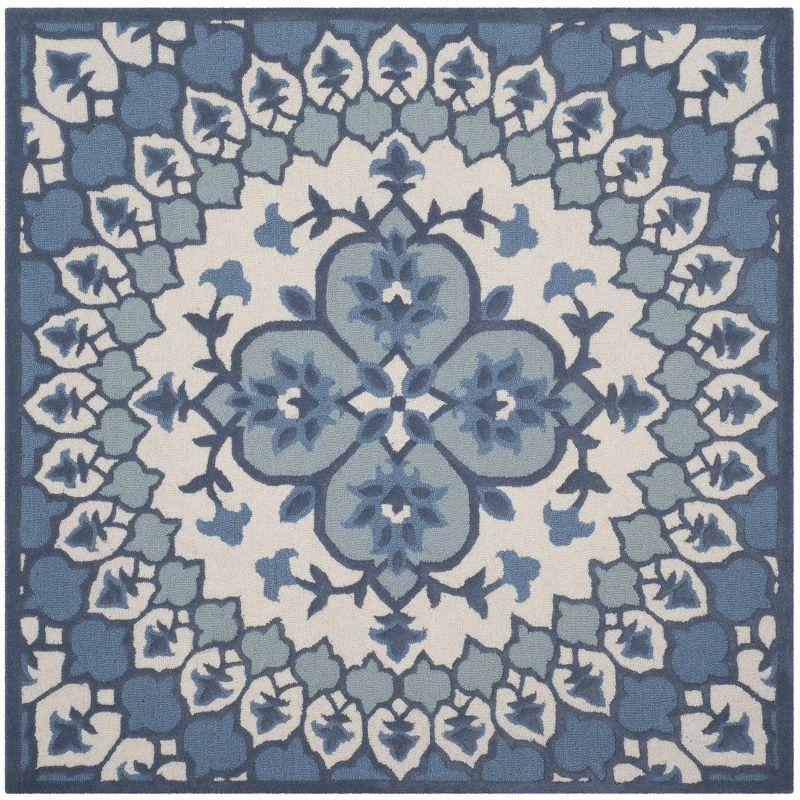 Bellagio BLG610 Hand Tufted Area Rug - Ivory/Blue - 5'x5' - Safavieh.
