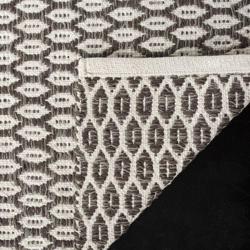 Coastal Charm Charcoal/Ivory Geometric Handwoven Wool-Cotton Runner Rug