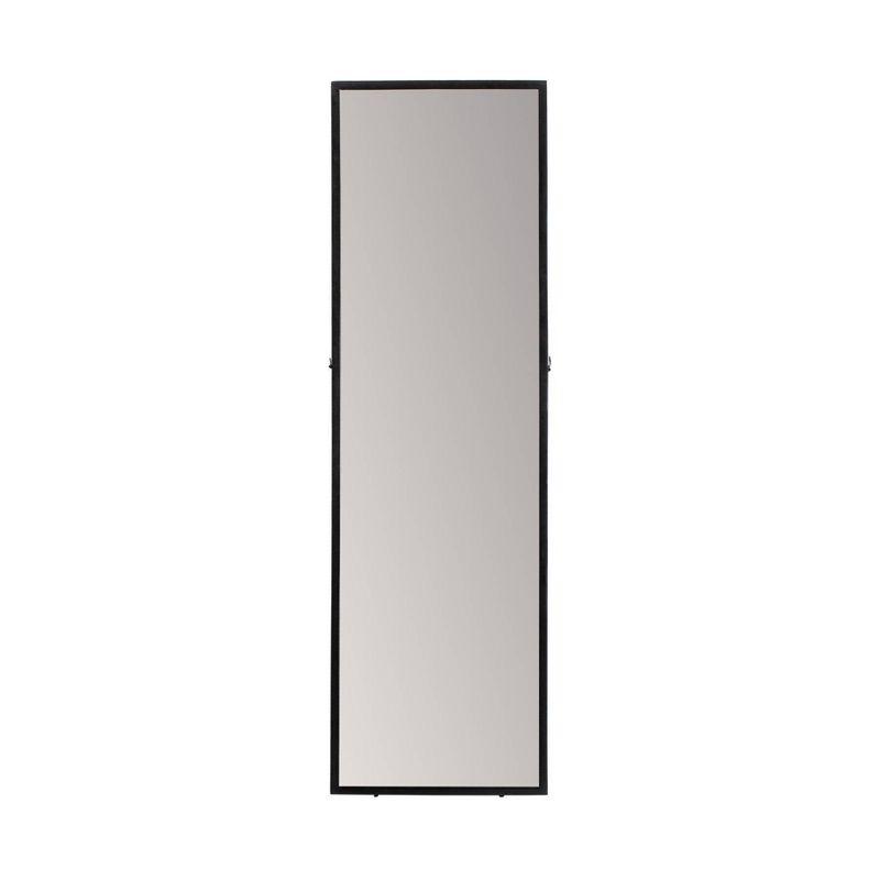 Brewster Carmen Black Rectangular Linear Mirror: Modern Floor Mirror, 60x18, Metal Frame, Freestanding