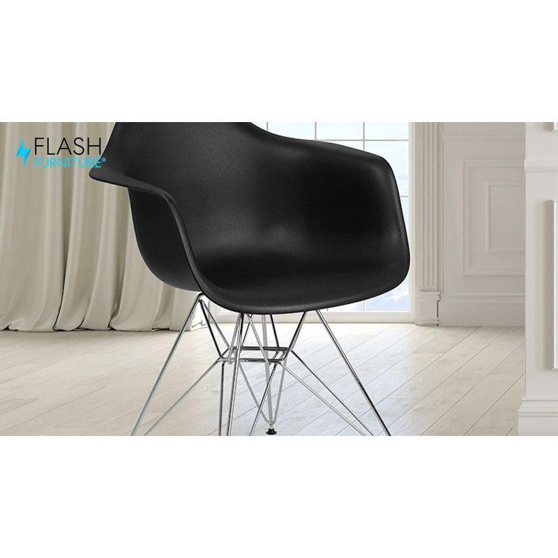 Sleek Black Polypropylene Accent Chair with Geometric Chrome Base