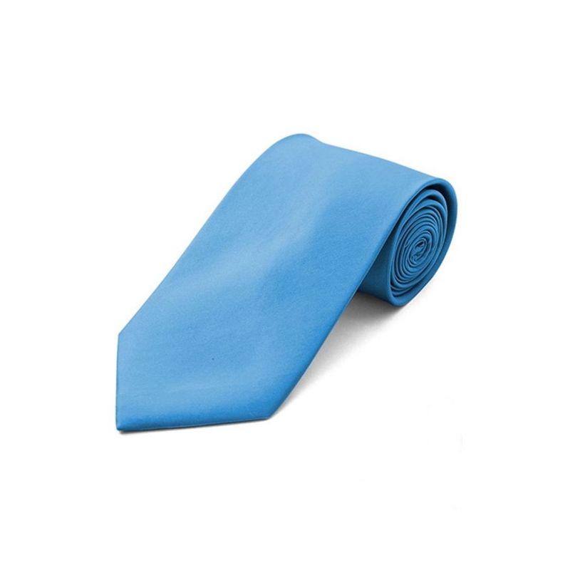 Sky Blue Polyester Solid Color Wedding Neck Tie