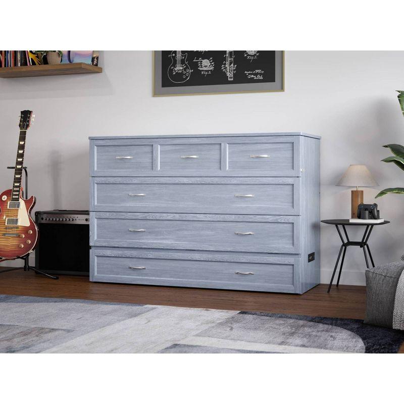 Northfield Driftwood Queen Murphy Bed Chest with Built-in Charger