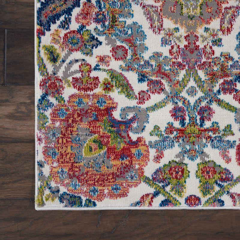 Global Vintage GLB06 Ivory/Blue Area Rug Colorful Vintage Damask By Nourison