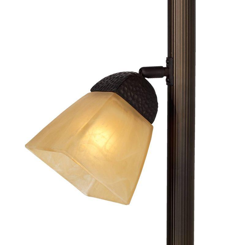 Franklin Iron Works Rustic Farmhouse Mission Torchiere Floor Lamp 71 1/2" Tall Roman Bronze 3-Light Frosted Champagne Amber Glass for Living Room