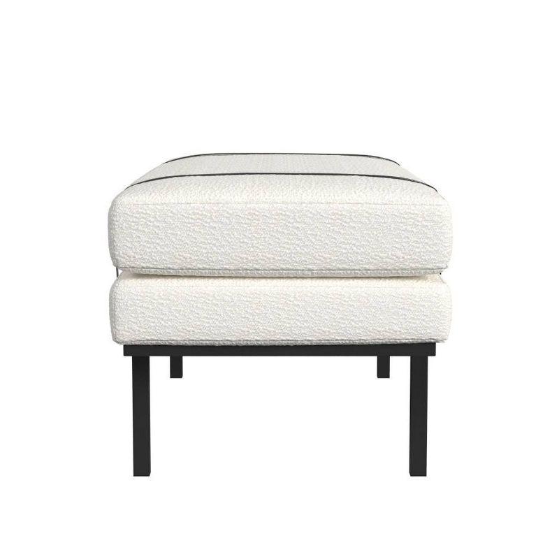 HomePop Upholstered Bench Cream Boucle/Black: Rectangle Ottoman for Bedroom, Entryway, End of Bed