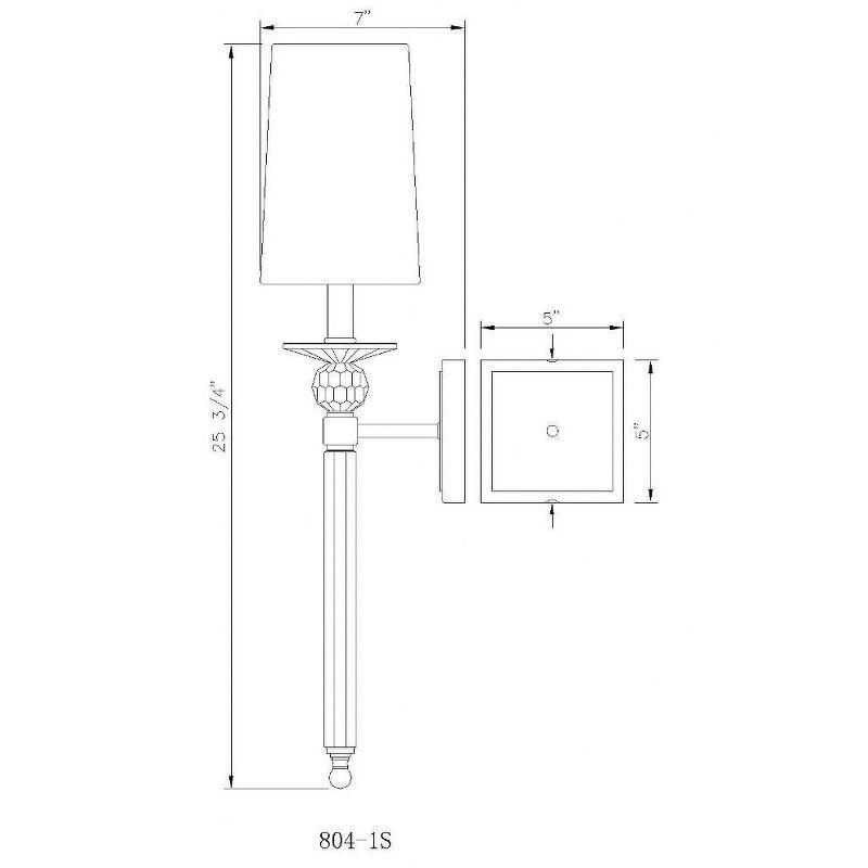 Ava Crystal Accents 25.5" Wall Sconce in Matte Black with White Shade