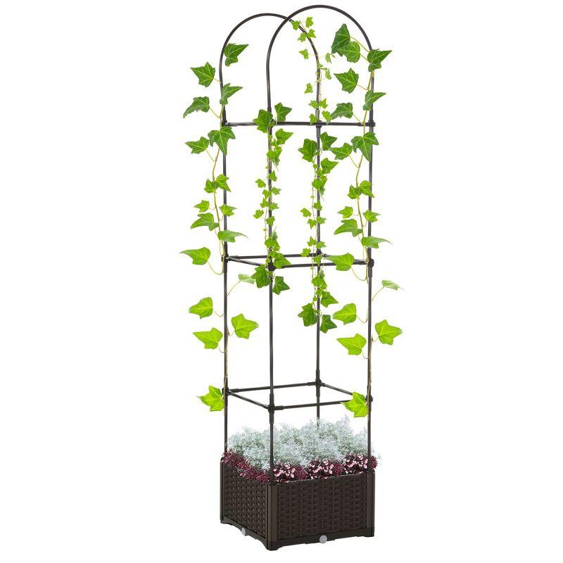 6' Black Steel Raised Garden Bed Planter with Trellis