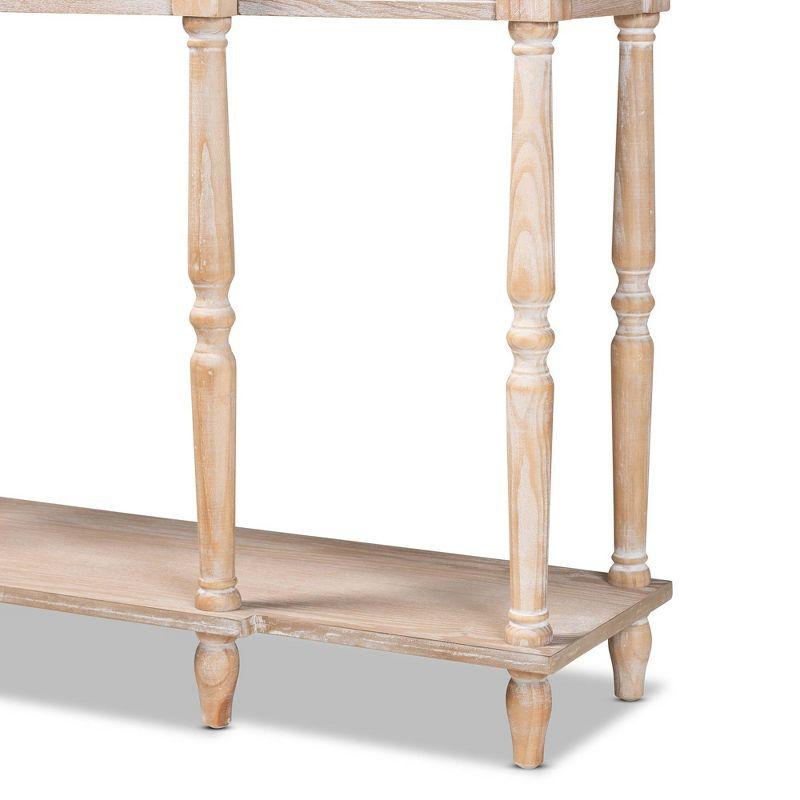 Hallan Wood 3 Drawer Console Table Oak Brown - Baxton Studio: Whitewashed, Antique Gold Tone Pulls, Lower Shelf