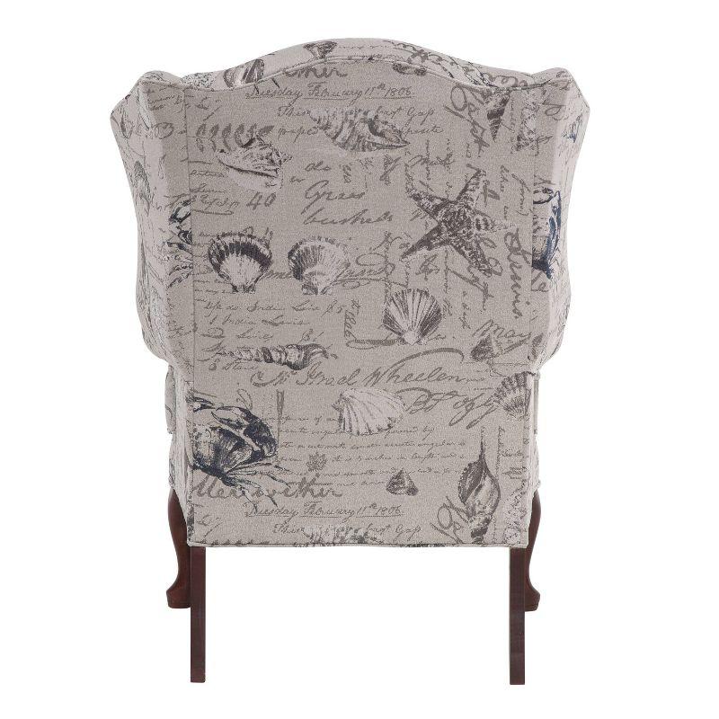 Comfort Pointe Oceanside Wing Back Accent Chair Gray: Upholstered, Nautical Style, No Assembly Required