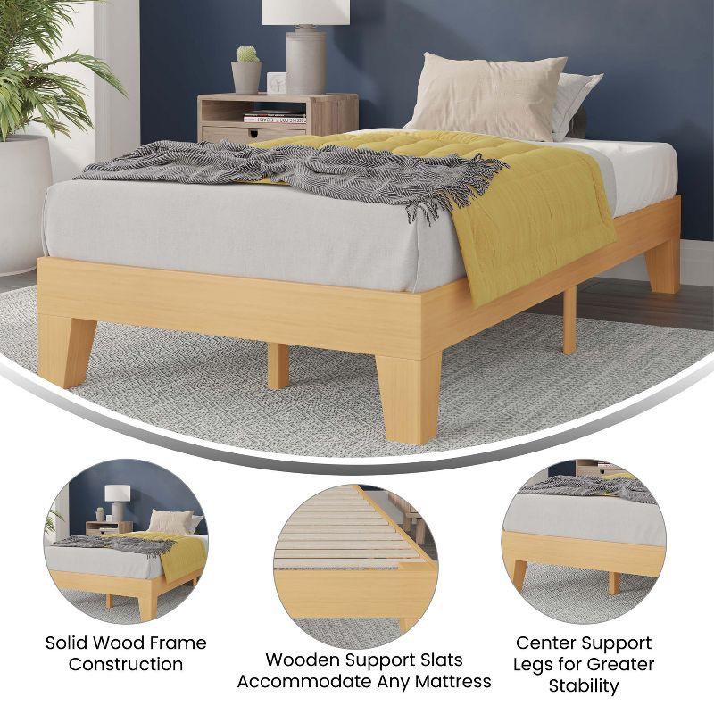 Merrick Lane Eduardo Platform Bed Frame, Solid Wood Platform Bed Frame With Slatted Support, No Box Spring Needed