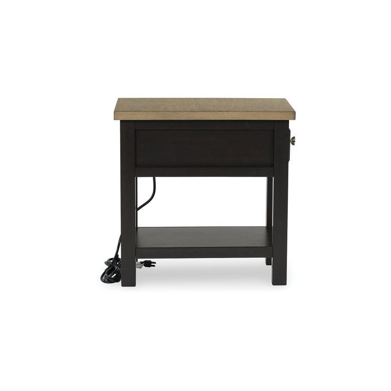 Signature Design by Ashley Drazmine 1 Drawer Chairside End Table with USB Charging, Brown