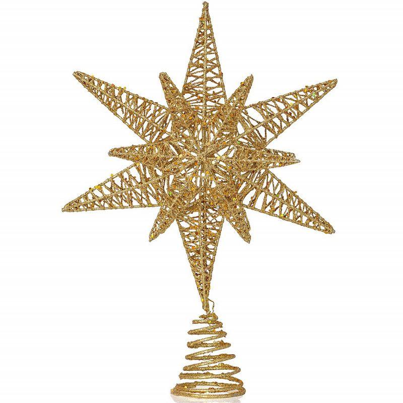 Gold Glitter 3D Star Christmas Tree Topper