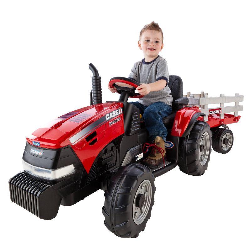 Red 12-Volt Ride-On Tractor with Detachable Trailer