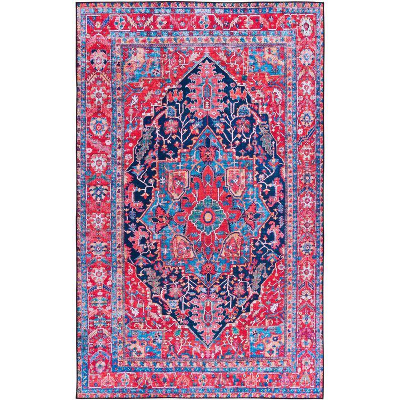 Tucson TSN121 Power Loomed Machine Washable Area Rug - Navy/Red - 3'x5' - Safavieh.