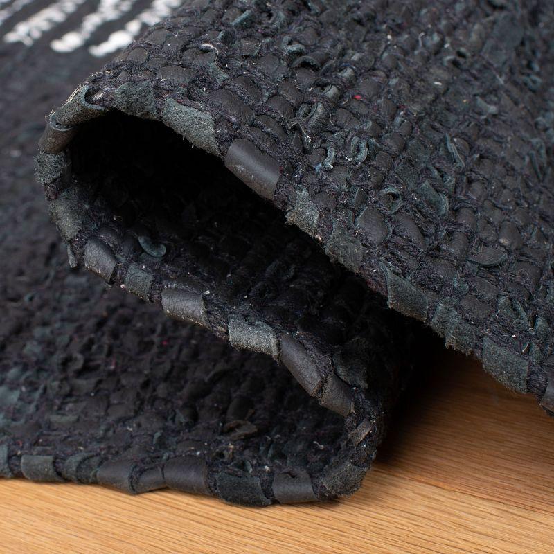Vintage Leather VTL388 Hand Woven Indoor Area Rug - Light Grey/Black - 6'x9' - Safavieh