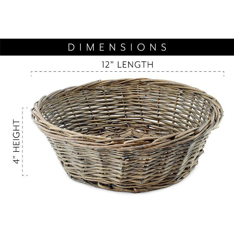 AuldHome Design Gray Farmhouse Bread Baskets, 2pk; Rustic Woven Wicker Round Basket for Kitchen, Home and Storage