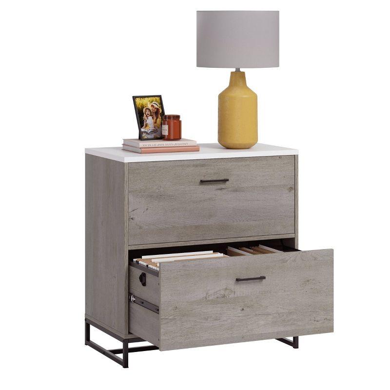 Mystic Oak 2-Drawer Lateral File Cabinet with Metal Base