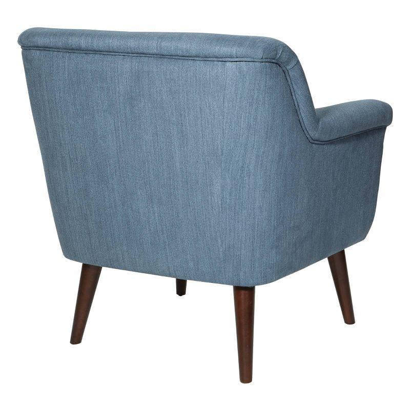 Dane Accent Chair with Dark Coffee Finish Legs Blue Steel - OSP Home Furnishings: Mid-Century Modern, Polyester, Wood Frame
