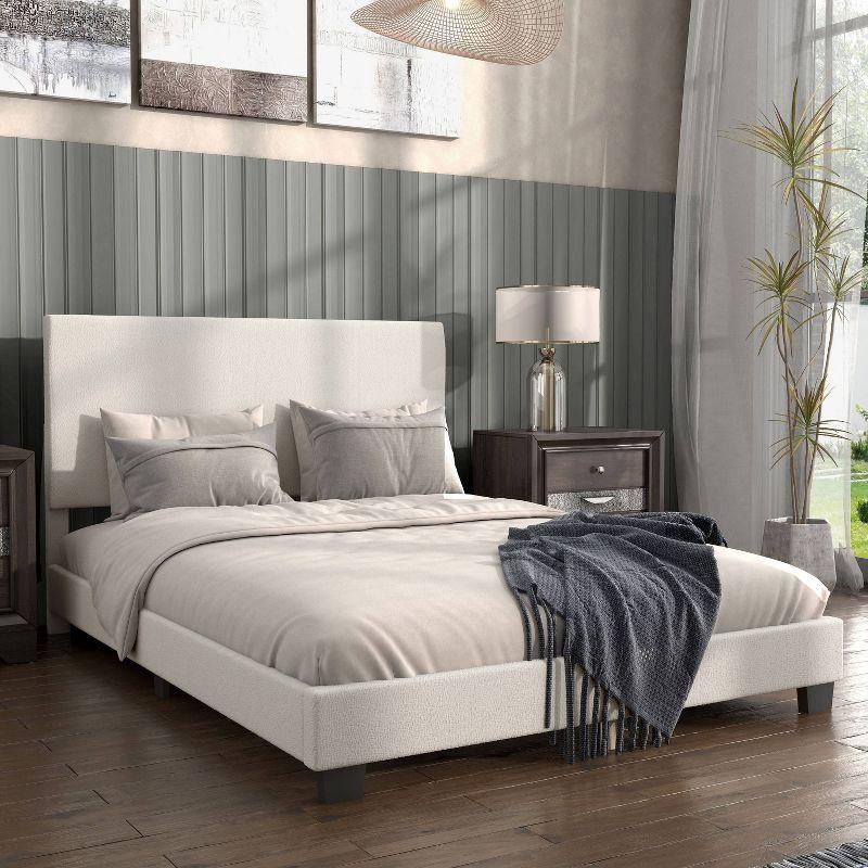 24/7 Shop At Home Queen Heartwild Modern Boucle Upholstered Standard Platform Bed White