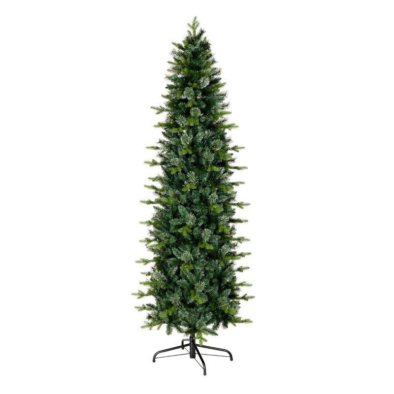 7.5' Prelit Pencil Slim Hinged Feel Real Prancer Fir Artificial Christmas Tree Clear Lights - National Tree Company