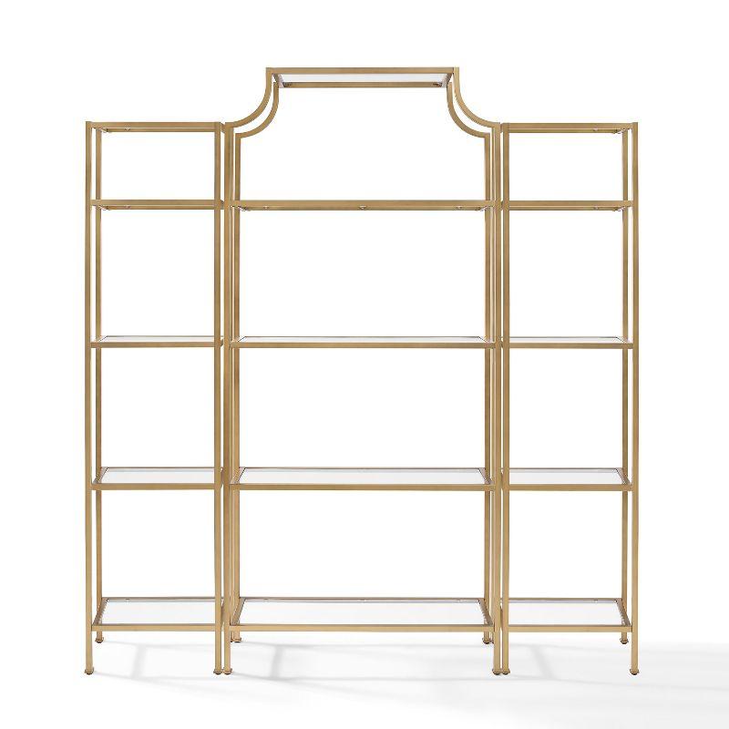 Antique Gold Steel and Glass Etagere Set