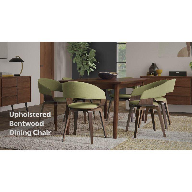 Simpli Home Lowell Bentwood Upholstered Dining Chair with Curved Backrest in Mid-Century Modern Style