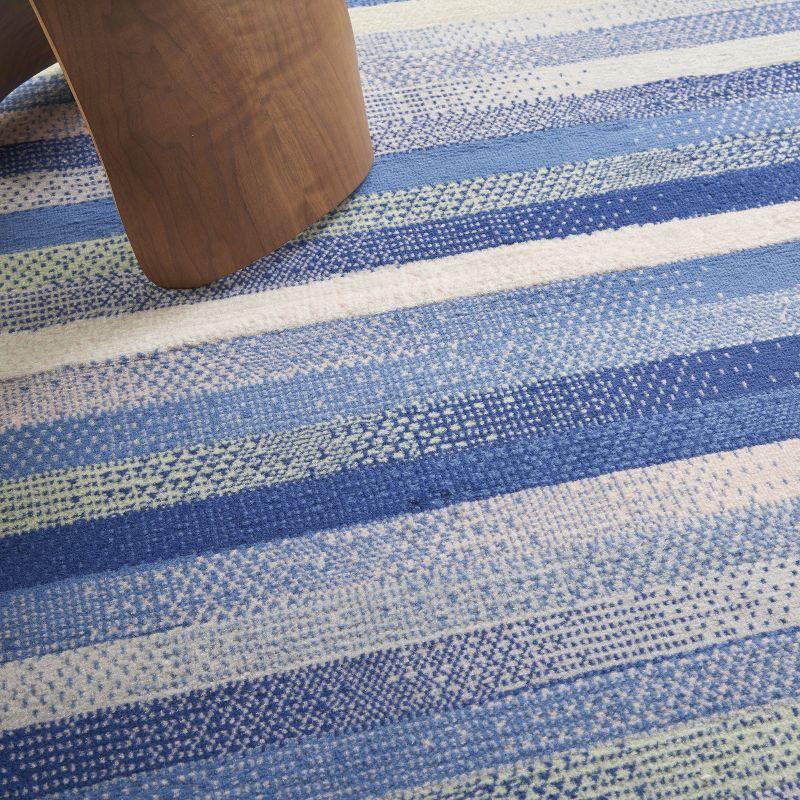 Blue Multicolor Geometric 6' x 9' Synthetic Area Rug