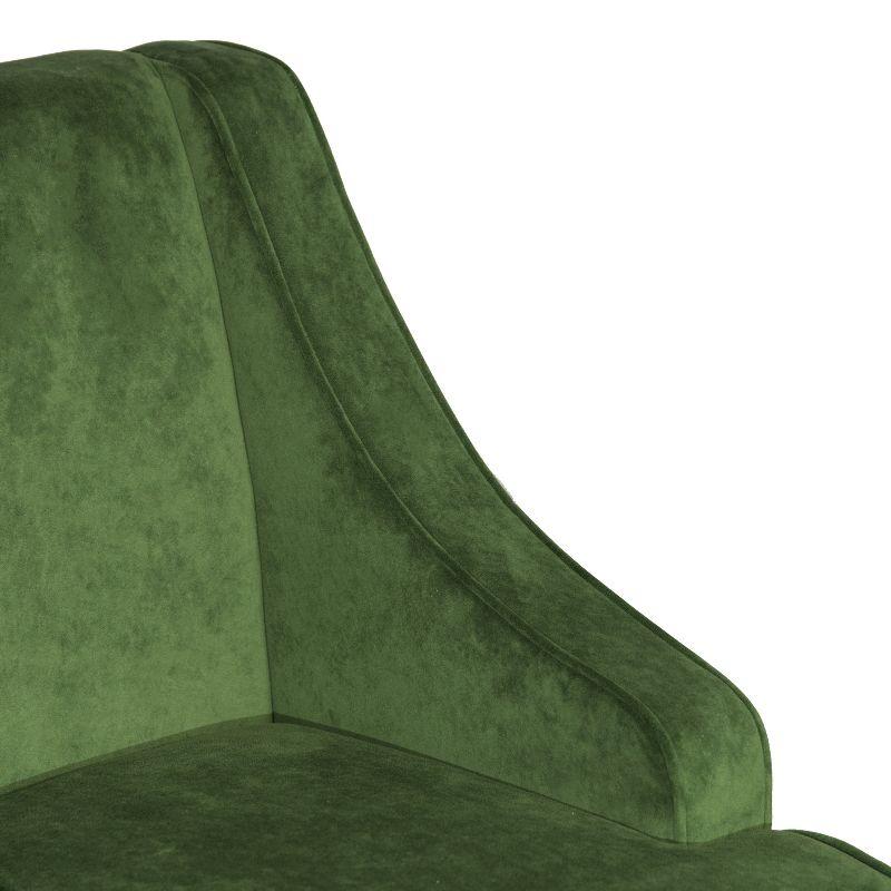 Forest Green Velvet Swoop Arm Accent Chair with Wood Legs