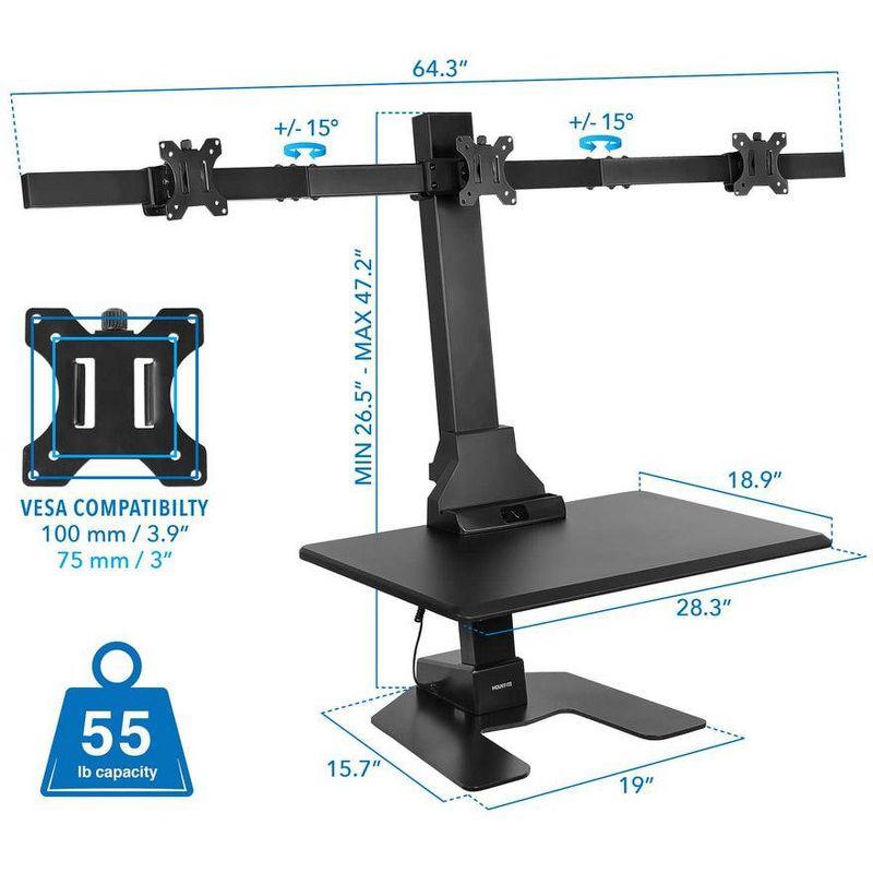 Electric Adjustable Triple Monitor Standing Desk Converter